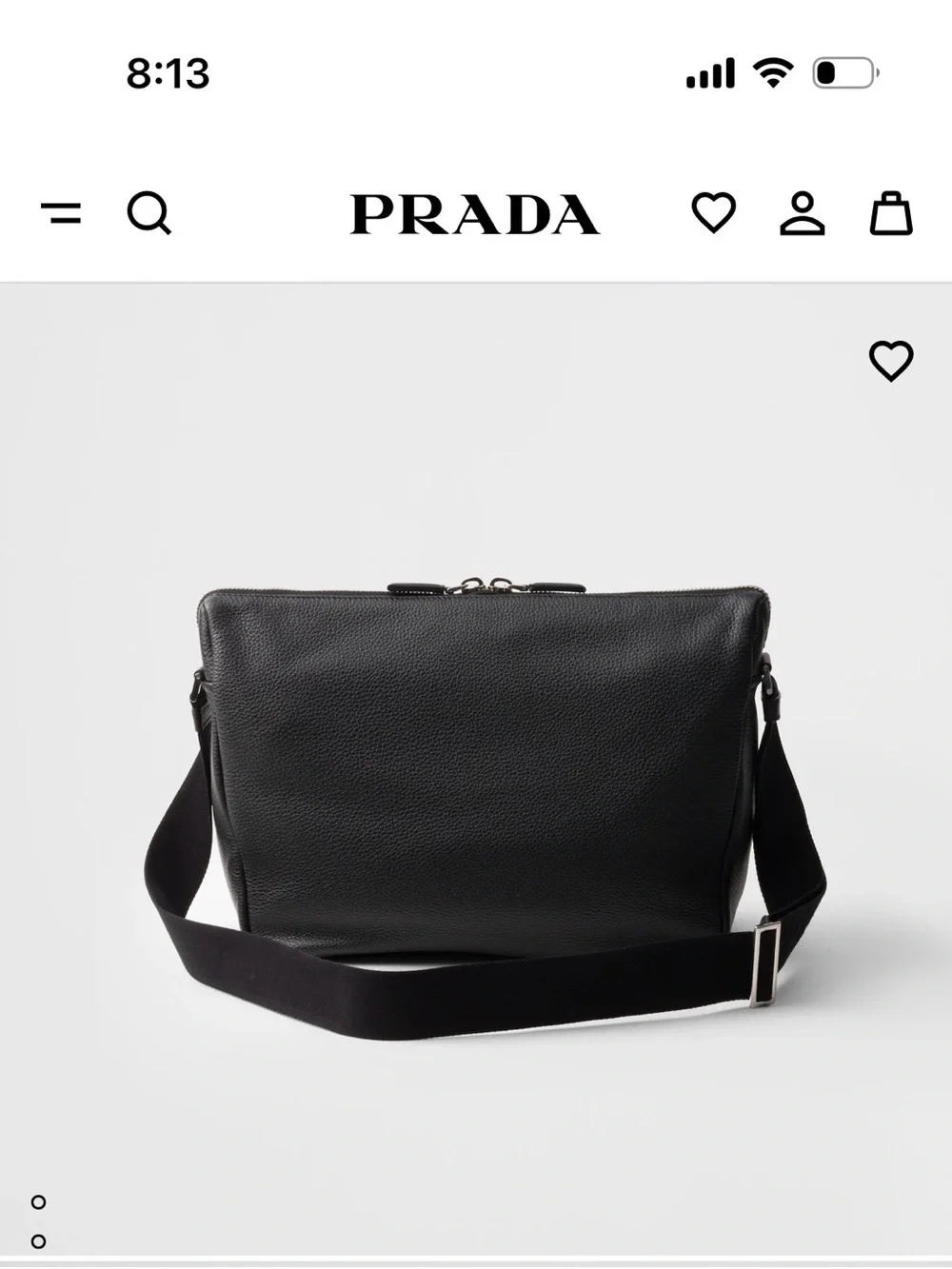 Prada Black Pebbled Leather Crossbody Pouch